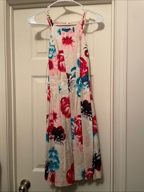 GUESS Cream Floral Maxi Dress with Red & Blue Blooms